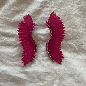 Pink Madeline Feather Earrings | Mignonne Gavigan Inspired